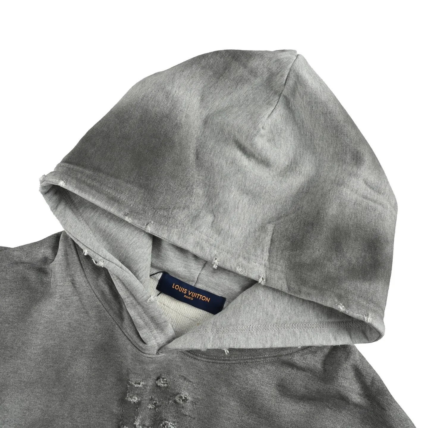 Louis Vuitton/Louis Vuitton 25Fw back floral embroidered washed hole hooded sweatshirt